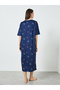 Navy Blue Cherry Print Short Sleeve T-Shirt Dress - 4