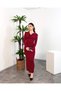 Degaje Yaka Stone Printed Side Draped Long Sleeve Long Women's Dress
