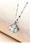 Steel Rotating Zircon Stone Flower Stress Necklace - 4