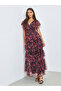 Floral Layered Mesh Tiered Maxi Dress - 3