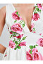 White Floral Print Sleeveless A-Line Maxi Dress - 4