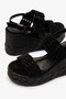 Renee Black Suede Leather Women Wedge Heel Sandals - 5
