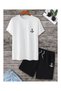 Men's T-Shirt Shorts - T-Shirt with Shorts Bottom Top Set Elemek Printed Crew Neck
