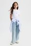 08-14 Years Old Girls' Ocean Stone T-Shirt - White-Blue - 3