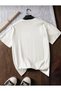 Cat Printed Crew Neck Short Sleeve Unisex Plain White Tshirt - 3