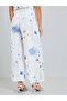 White Floral Print Wide Leg Trousers - 4