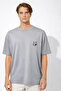 Men's Oversized Gray Basic Men's T-Shirt Premium Cotton Pack Comfortable Cut Casual T-Shirt - 3