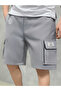 Grey Solid Multi Pockets Cargo Shorts - 4