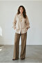 Women's Detachable Bronchial Detailed Long Sleeve Shirt - Beige