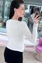 V-Neck Lace Paneled Viscose Combed Cotton Blouse 6Y026 - 2