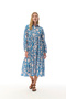 Women's Blue Floral Printed A-Form Long Shirt Dress
