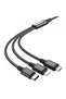 3in1 USB Data Cable to Type-C, Micro-USB, Lightning, Fast Charging 2A, 1m - Black - 2