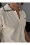Ecru Seam Detail Knitwear Shirt G-009 - 4