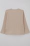 Girls' Long Sleeve T-Shirt with Embroidery Detail Solid Color 5-10 Years Old, Beige - 2