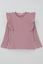 Girl's Long Sleeve T-Shirt with Ruffles, Ages 2-6, Dried Rose Color