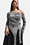 Women's Gray w5 Off-Shoulder Cut-Out Detailed Special Design Blouse