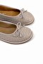 Elara Beige Leather Knitted Flat Sole Women's Ballet Flats - 8