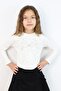 Girl's Long Sleeve T-Shirt with Sequin Bow Embroidery, Ages 8-12, Ecru - 3