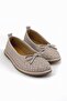 Elara Beige Leather Knitted Flat Sole Women's Ballet Flats - 2