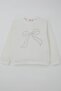 Girl's Sweatshirt with Pearl Stone Embroidery, Ages 7-12, Ecru
