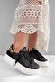 Kenzy Black Leather Lace-Up Women's Sneakers S - 2