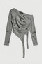 Women's Gray w5 Off-Shoulder Cut-Out Detailed Special Design Blouse - 2
