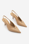 Women's Stiletto Pointed Toe Open Back Elasticated Short Thin Buckle Classic Heel Shoes Agira Beige - 5