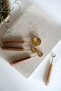 Small Wooden Strappy Gold Steel Measuring Spoons Set of 4