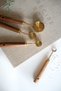 Small Wooden Strappy Gold Steel Measuring Spoons Set of 4 - 2
