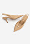 Women's Stiletto Pointed Toe Open Back Elasticated Short Thin Buckle Classic Heel Shoes Agira Beige - 8