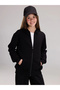 Lcw Kids Black Long Sleeve Girls' Zippered Sweatshirt