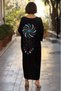 Black Bumerang Embroidered Large Size Shirt Dress - 3