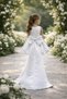 Flower Girl Satin White Dress with Big Bow Girls Wedding Dress Birthday Party Dress - 3