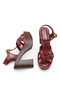Flarella Burgundy Rustic Women's Cross Strap Ankle Strap Comfortable Casual Platform High Thick Heeled Sandals - 4
