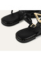 Women's Black Leather Buckle Flip-Flop Sandals - 3