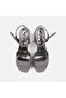 Women's Platinum Glittery Platform Heeled Evening Dress Shoes - 6