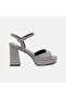 Women's Platinum Glittery Platform Heeled Evening Dress Shoes - 2