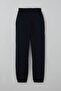 Boy's Sweatpants with Emblem Detail and Lacing Accessories, Ages 5-9, Navy Blue - 2