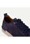Men's Navy Blue Lace-Up Nubuck Leather Sports Shoes - 7