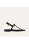 Women's Black Leather Buckle Flip-Flop Sandals - 2