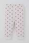 Baby Girl Pajama Set with Heart on the Shoulder Patterned 4 Months-1 Year, Ecru - 5