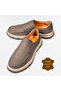 Men's Nubuck Khaki Color Inner and Outer 100% Genuine Leather Slip on Orthopedic Eva Light Sole Laceless Shoes Vdz03003 - 3
