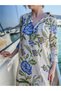 Cream Color Amalfi Floral Patterned Buttons Short Shirt Dress - 5