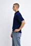 Men's Patterned Stretchy Cotton Pack Navy Blue Loose Fit Shirts - 4