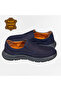 Men's Nubuck Navy Blue Inside and Outside 100% Genuine Leather Slip-On Shoes Thick Eva Sole Vdz03003 - 3