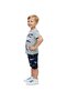 - -Boys Night Pajama Set – Short Sleeve Cotton Blend Sleepwear, Grey & Navy Blue 2–6 Years - 4