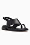 Women's Leather Flip Flops Casual Sandals 26Y 2610114Y Black - 4