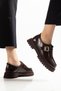 Women's Leather High-Sole Buckle Casual Shoes