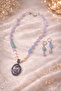 All Handmade Necklace and Earring Set with Amethyst and Real Pearl, Agate, Hematite, and Citrine Natural Stones - 4