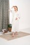 New Season Ecru Nevrürlü Long Sleeve Special Design Lace Detailed Belted Dressing Gown - 4
